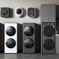 Modern Front Loading Washing Machines Black White And Gray In Contemporary Laundry Room Interior