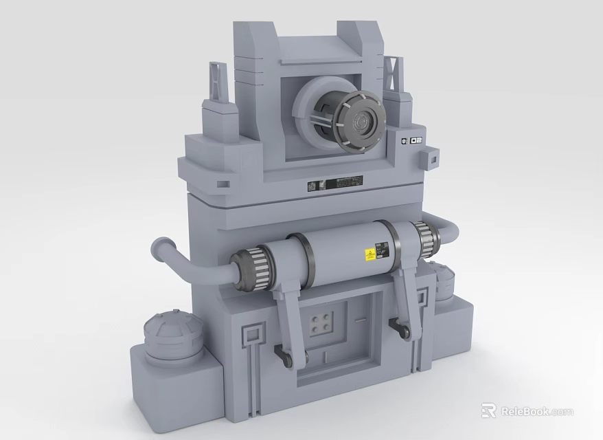 Gray Industrial Mechanical Device With Rollers Control Panel And Base Components 3d model