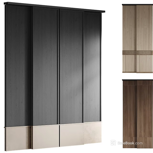 Modern Wooden Room Dividers With Dark And Light Panel Partition Design 3d model 