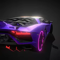 Purple Lamborghini Sports Car With 38 On Roof Neon Lights And Watcha Fast Machine Text
