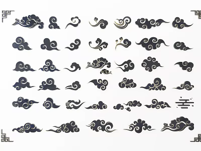 Traditional Chinese Cloud Carving With Various Artistic Patterns And Decorative Designs 3d model