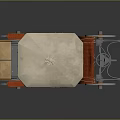 Vintage Horse Carriage Design With Beige Canopy Red Frame Beige Seats And Orange Wheels