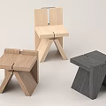 Minimalist Wooden Stools In Different Colors With Geometric Leg Design
