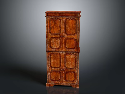 Vintage Wooden Cabinet With Intricate Carved Patterns And Classic Design 3d model