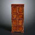Vintage Wooden Cabinet With Intricate Carved Patterns And Classic Design