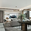 Modern Luxury Living Room Interior With Marble TV Wall Comfortable Sofa And Elegant Home Decoration