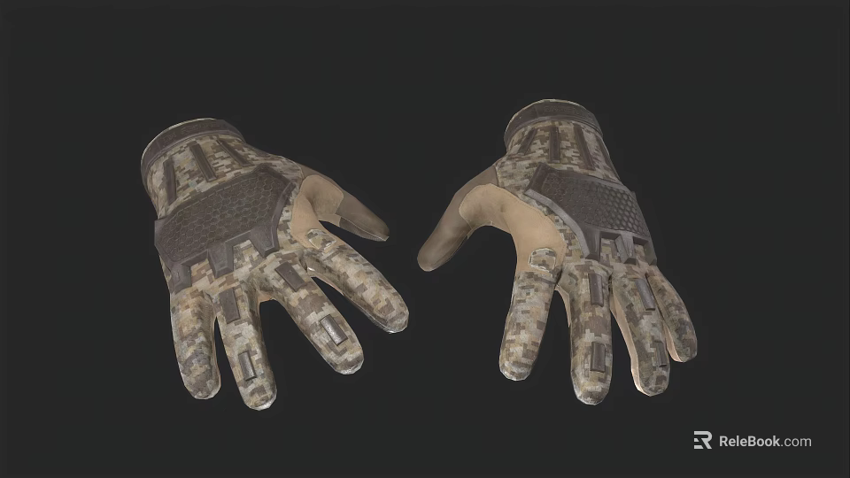Durable Camouflage Outdoor Gloves With Non Slip Palm And Protective Design 3d model 