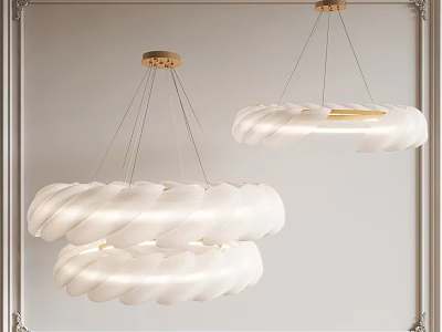 Modern White Circular Chandeliers Featuring Elegant Design for Interior Spaces 3d model