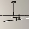 Modern Black Metal Chandelier With Multiple Slender Arms And White Tube Lights