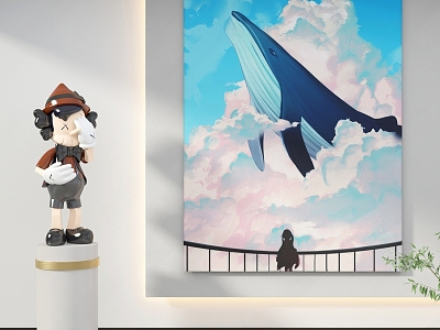 Cartoon Whale Hanging Painting model