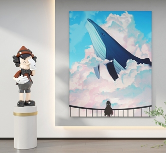 Cartoon Whale Hanging Painting 3d model