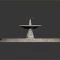 Decorative Pink Two Tiered Fountain With Circular Base And Cracked Texture