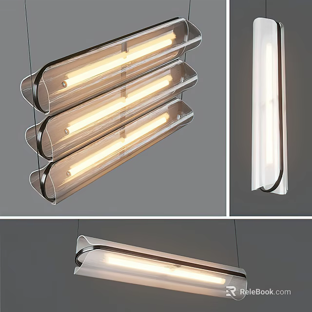 Modern Linear Glass Chandelier With Multiple Tubes For Bright Interior Illumination 3d model 