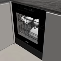 Modern Kitchen Interior Dishwasher With Clean Plates And Stainless Cabinets 3d model