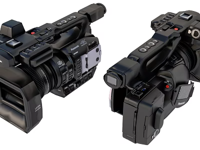 Professional Black Digital Cameras With Control Buttons Lens And Body Design Features 3d model