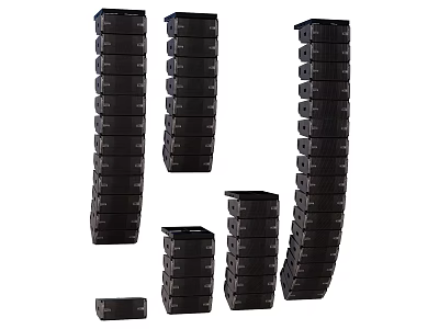 Black Stackable Audio Speakers With Various Sizes And Modern Design Features 3d model
