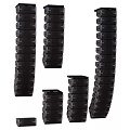 Black Stackable Audio Speakers With Various Sizes And Modern Design Features
