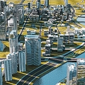 A Bird's Eye View of Modern City Urban Era Planning 3d model