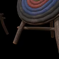 Colorful Decorative Ornament Set With Wooden Stands And Circular Spiral Woven Pieces