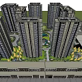 Modern Residential Complex With High Rise Buildings Low Rise Structures And Greenery
