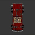 Red Vintage Off Road Convertible Car With Beige Seats And Roof Spotlights