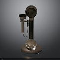 Vintage Metal Telephone With Classic Dial Stand And Curved Handset Design
