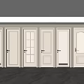 Light Beige Hinged Doors With Various Designs And Glass Panels In Modern Interior