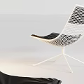Modern Leisure Chair Featuring Black Leather Mesh Design And White Metal Base Version