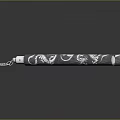 Traditional Black Nunchucks With Ornate White Decorative Patterns And Metal Chain
