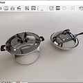 Shiny Stainless Steel Cookware Set Featuring Covered Pot And Frying Pan