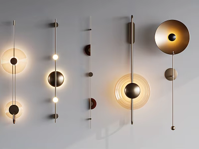 Contemporary Wall Lamps Featuring Sleek Metal Structures Various Geometric Designs and Warm Glow Effects 3d model