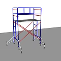 Blue And Red Frame Scaffolding With Mobile Wheels And Platform Surface
