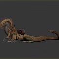 Fantasy Character Riding Orange Spiked Back Dragon With Long Tail And Saddle