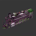 Vintage Steam Train Model With Green Roof Black Chimney And Silver Body Details