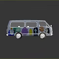 Light Blue Mini Van With Colorful Hand Painted Cartoon Characters On Sides