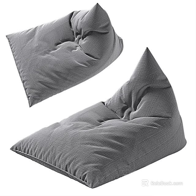 Comfortable Gray Bean Bag Chair With Soft Fabric And Ergonomic Design For Living Room 3d model 