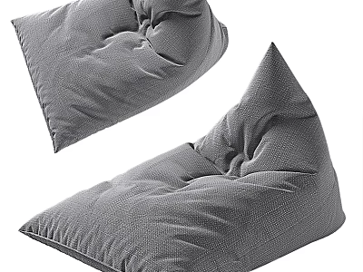 Comfortable Gray Bean Bag Chair With Soft Fabric And Ergonomic Design For Living Room 3d model