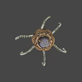 Game Movie Character With Brown Spiral Top Ear Blue Yellow Glowing Eyes And Silver Tentacles