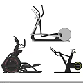 Various Types Of Sports Equipment Including Elliptical Trainer And Exercise Bike