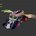 Stylish Blue Toy Car With Yellow Wings And White Decorative Body Designs