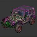 Camouflage Painted Off Road Vehicle with Black Roof and All Terrain Tires