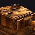 Vintage Military Tank with Weathered Exterior Cannon Turret and Metal Tracks
