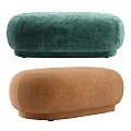 Modern Teal Velvet and Brown Teddy Fabric Ottoman with Round Shape for Home Decor