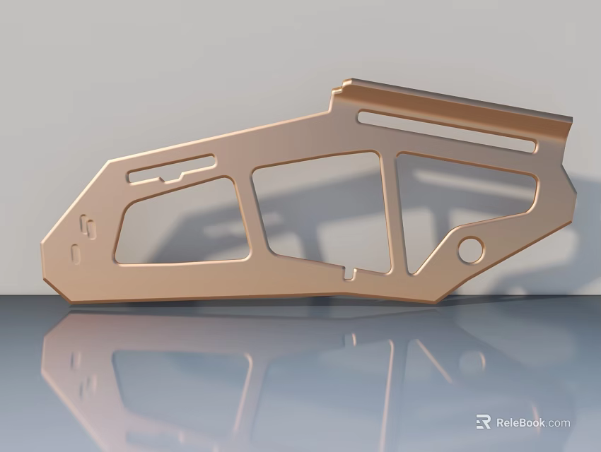 Sleek Metal Swing Door Frame with Brass Finish and Modern Structural Design 3d model 