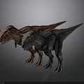 Two Dinosaurs Standing Together With Colorful Scaly Skin On Dark Background
