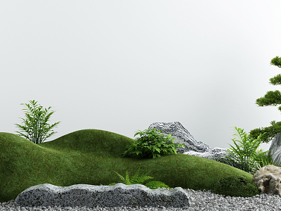 Modern landscape sketch courtyard withered landscape stone 3d model