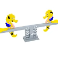 Yellow Seahorse Shaped Seesaw Play Equipment With Spring Base For Kids
