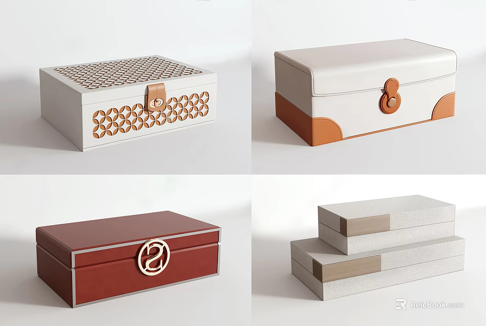 Household Decorative Storage Boxes With Various Color Designs And Functional Lids For Home Organization Needs 3d model 