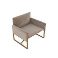 Modern Beige Accent Chair with Fabric Upholstery and Wooden Frame for Living Room
