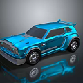 Shiny Blue 3D Model Sports Car With Sleek Design And Rear Spoiler
